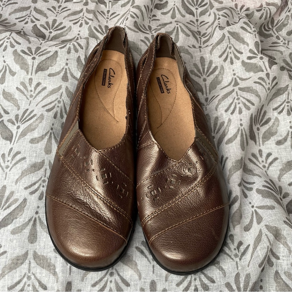 Clarks Pewter Evianna Comfortable Flat Shoe Size 11